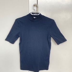 Joe Fresh Navy Cotton Mock Neck T-Shirt